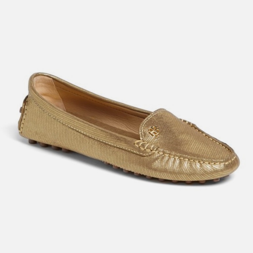 Tory Burch Ariana Gold Loafers